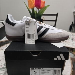 Adidas Samba J White Black Sneakers